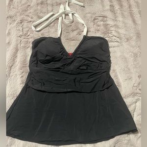 Black Size 10 Spanx swimsuit top with white straps